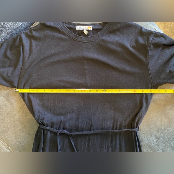 C&C California Classic Black T-Shirt Dress w/tie belt Size medium - Picture 7 of 10